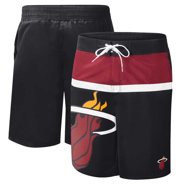 カール バンクス メンズ 水着 ハーフパンツ・ショーツ Men's G-III Sports by Carl Banks Black Miami Heat Sea Wind Swim Trunks Black ブラック｜ReVida 店
