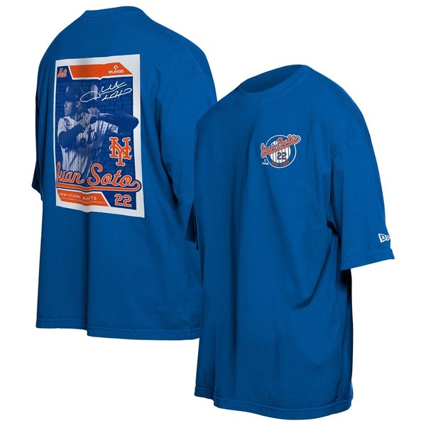 ニュー内鰓 メンズ トップス プルオーバー Men\u0027s New Era Juan Soto Blue New York Mets Card Player T-Shirt Blue 青色