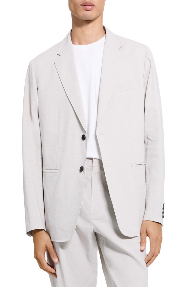 セオリー メンズ アウター ジャケット・ブルゾン リネン Theory Standard Linen Blend Suit Jacket Silver Cloud シルバー|ReVida 店