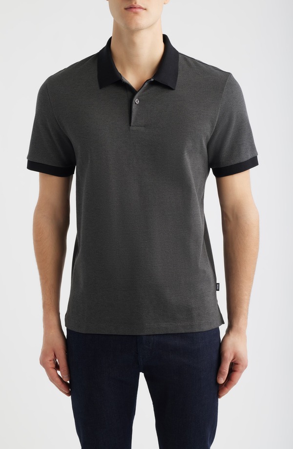 元締め メンズ トップス スポーツシャツ 綿織物 BOSS Parlay Cotton Piqu Polo Black 黒いこと