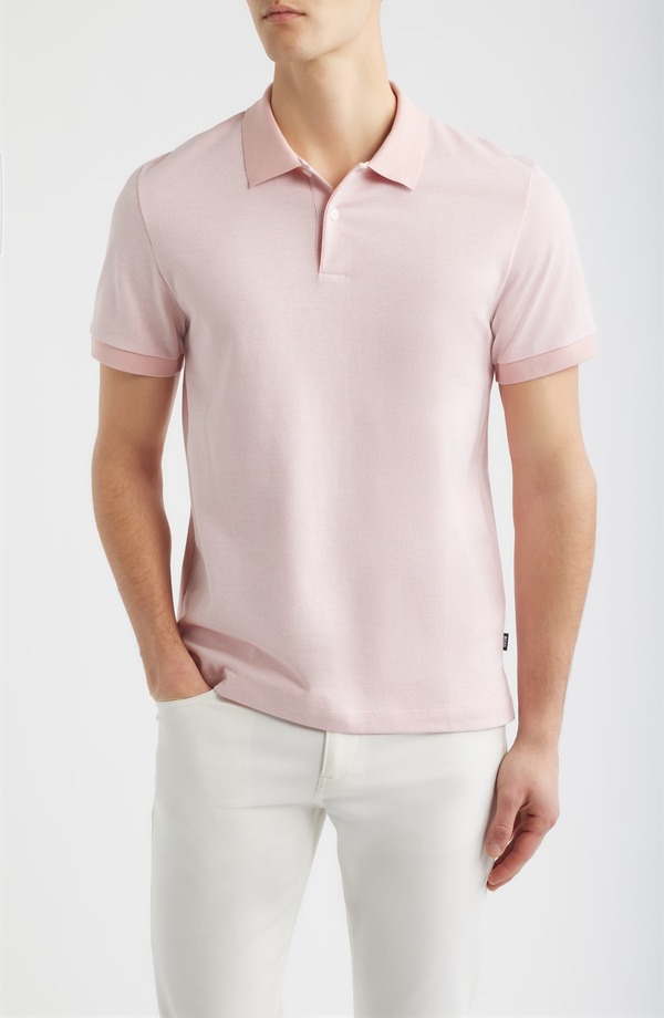 元締め メンズ トップス スポーツシャツ 綿織物 BOSS Parlay Cotton Piqu Polo Light/ Pastel Pink サクラ色