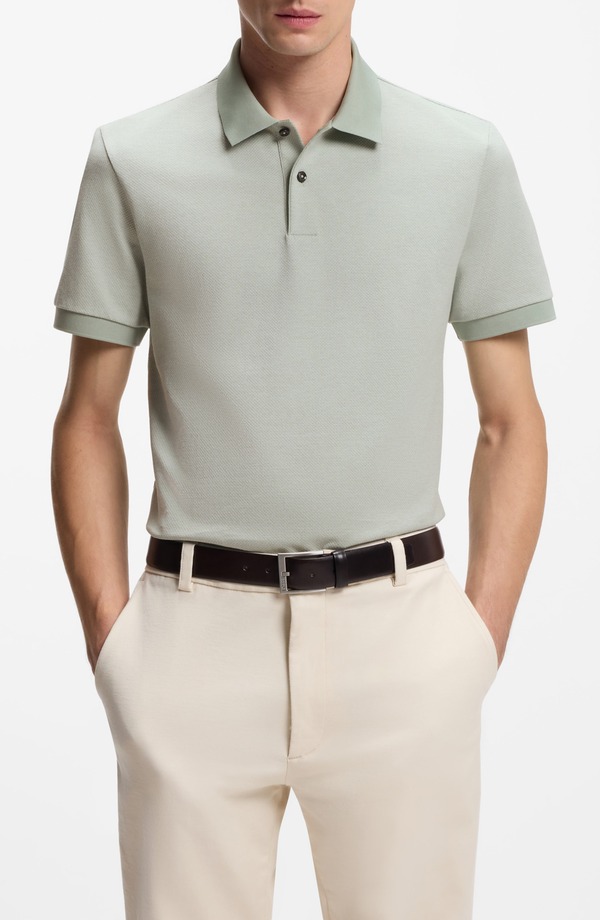 元締め メンズ トップス スポーツシャツ 綿織物 BOSS Parlay Cotton Piqu Polopen Green 緑であること