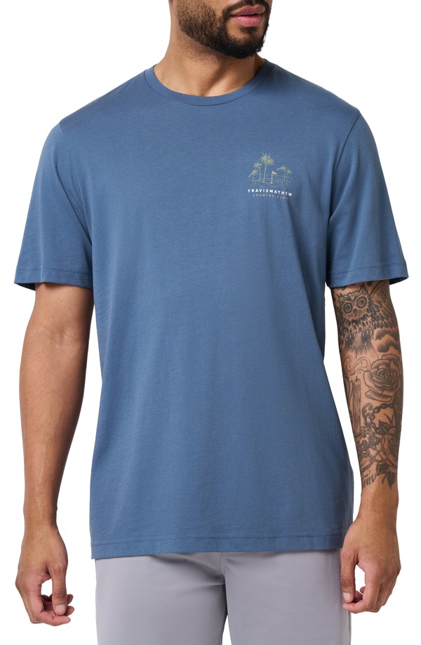 トラビスマヒュー メンズ トップス プルオーバー スピード競技 グラフィック TravisMathew Putt Place Graphic T-Shirt Bering Sea