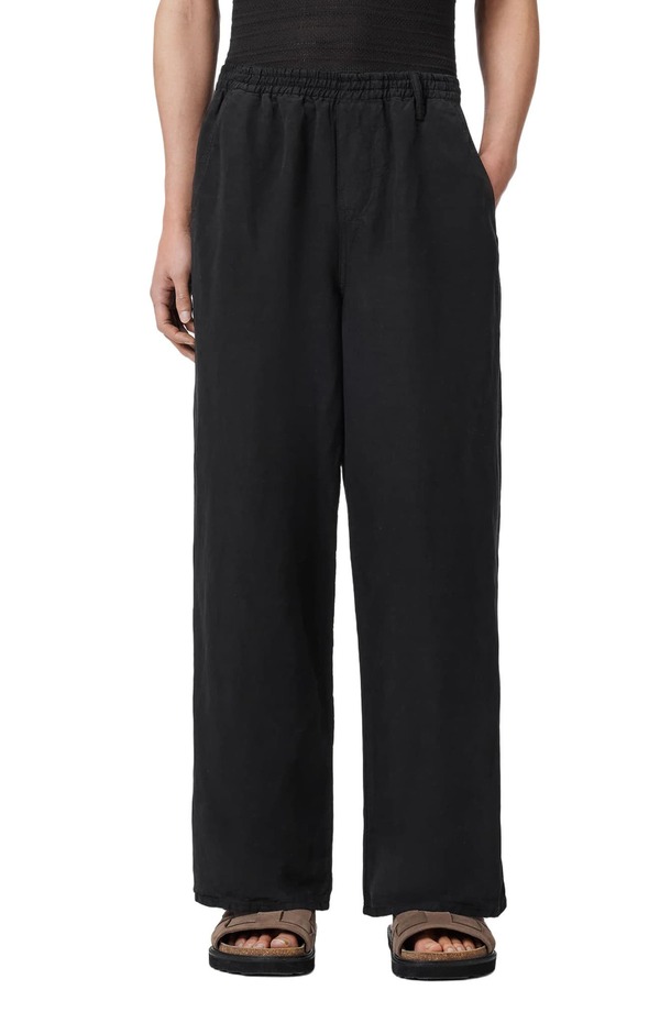 オールセインツ メンズ ボトムス 心地好いズボン下 ワイドレッグ AllSaints Korten Wide Leg Pull-On Pants Black 黒いこと
