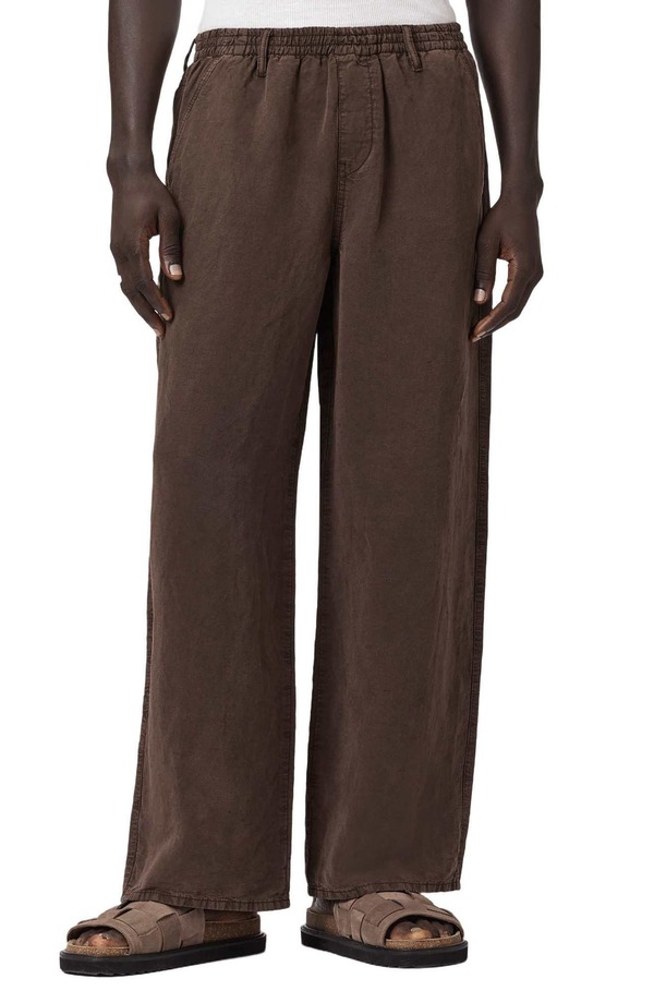 オールセインツ メンズ ボトムス 心地好いズボン下 ワイドレッグ AllSaints Korten Wide Leg Pull-On Pants Plum Brown 酸桃