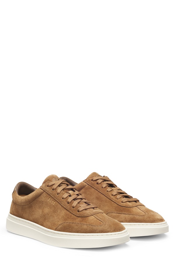 元締め メンズ シューズ スニーカー BOSS Kieran Low Top Sneaker Medium Beige Suede ベージュ 靴-スニーカー