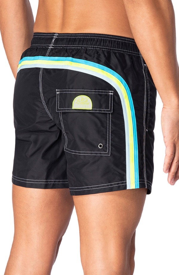 サンデッキ メンズ 海水着 二分の一ズボン下・さる股引き 遊撃手ズボン下 Sundek Stripe Board Shorts Black 黒いこと