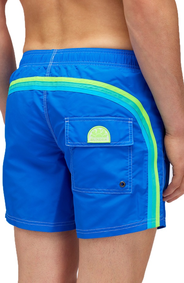 サンデッキ メンズ 海水着 二分の一ズボン下・さる股引き 遊撃手ズボン下 Sundek Stripe Board Shorts Over Sky 縞模様