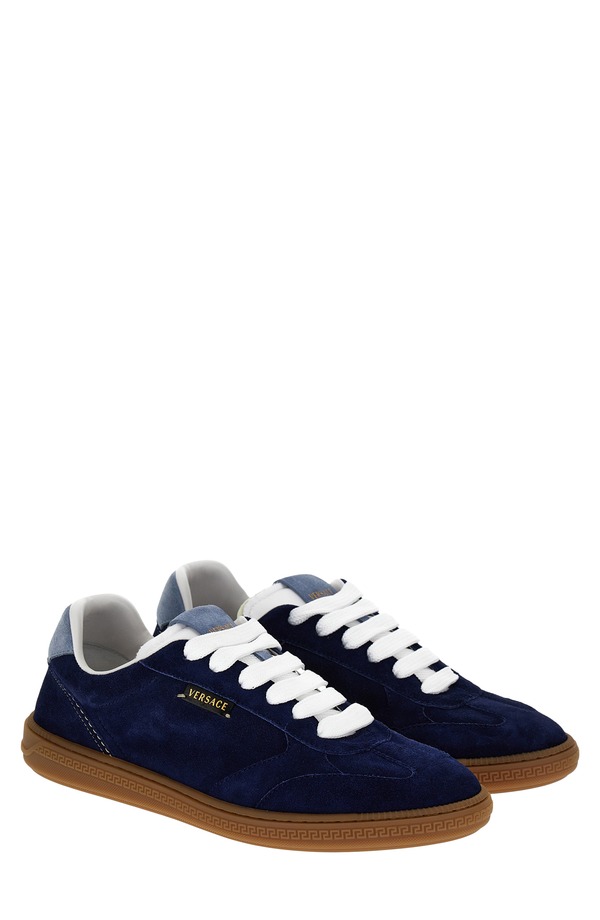 ヴェルサーチ メンズ シューズ スニーカー Versace Greca Court Low Top Sneaker Marine Celeste