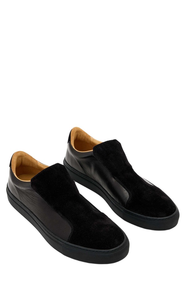ジョンバルベイトス メンズ シューズ スニーカー スピード競技 John Varvatos Reed Laceless Low Top Sneaker Black 黒いこと