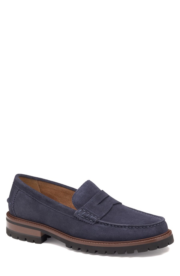 ジョンストンアンドマーフィー メンズ シューズ スリッポン・ローファー Johnston \u0026 Murphy Collier Penny Loafer Navy Suede 米国海軍