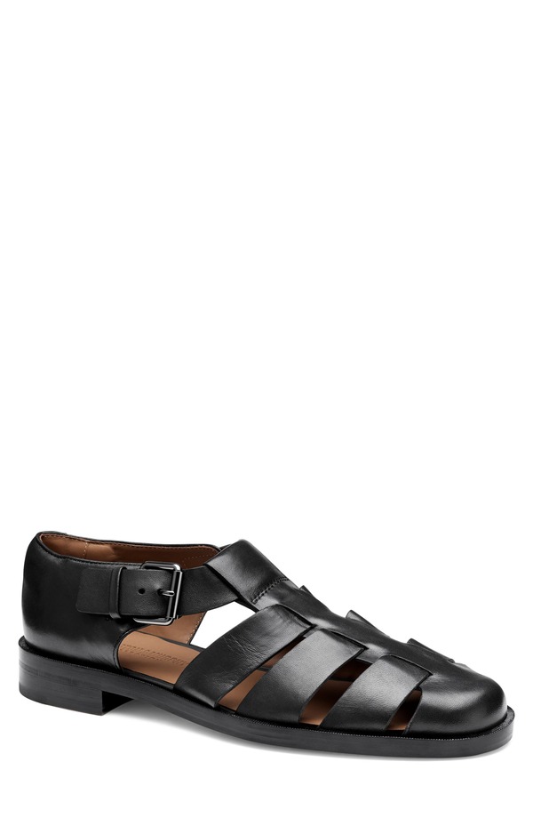 ジョンストンアンドマーフィー メンズ シューズ サンダル Johnston \u0026 Murphy Baldwin Fisherman Sandal Black Sheepskin 黒いこと