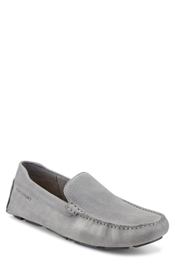鍵を掛ける界面 メンズ シューズ サンダル 置き目毛皮 Rockport Rodger Driving Loafer Light Gray 薄墨色
