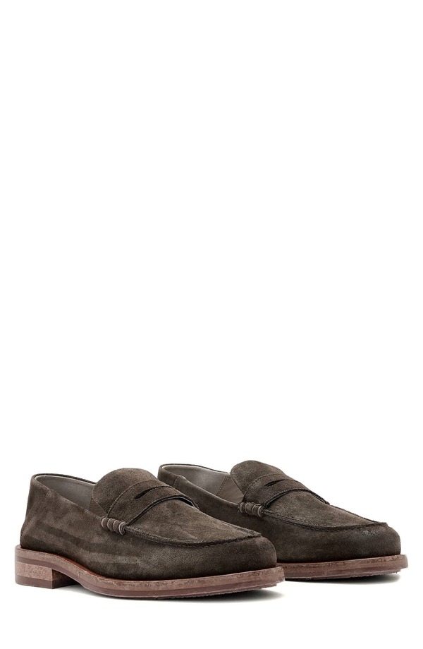 オールセインツ メンズ シューズ 置き目毛皮 AllSaints Bloom Convertible Penny Loafer Dark Brown 赤銅色