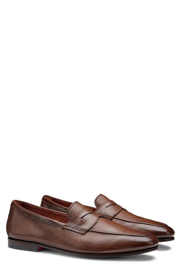 サントーニ メンズ シューズ スリッポン・ローファー Santoni Carlos Penny Loafer Light Brown 赤銅色