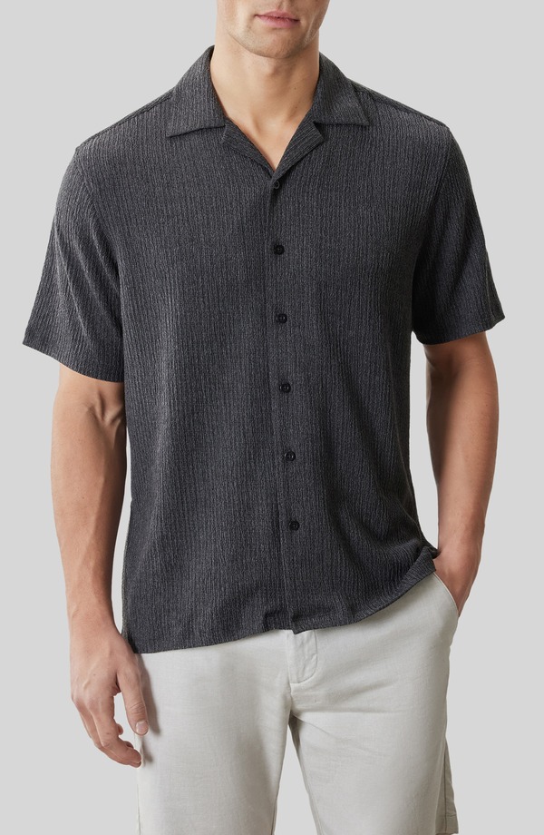 ロバートバラケット メンズ トップス シャツ クレープ Robert Barakett Kaezor Crepe Camp Shirt Charcoal チャコール｜ReVida 店
