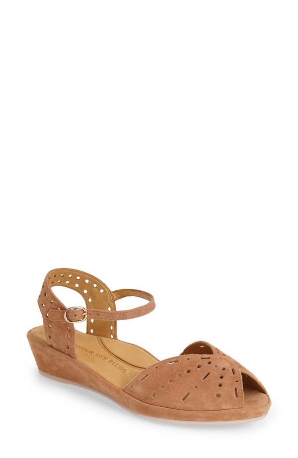 ラモールドピード レディース シューズ 踵 サンダル アンクル L\u0027Amour des Pieds \u0027Brenn\u0027 Ankle Strap Sandal Cognac Suede