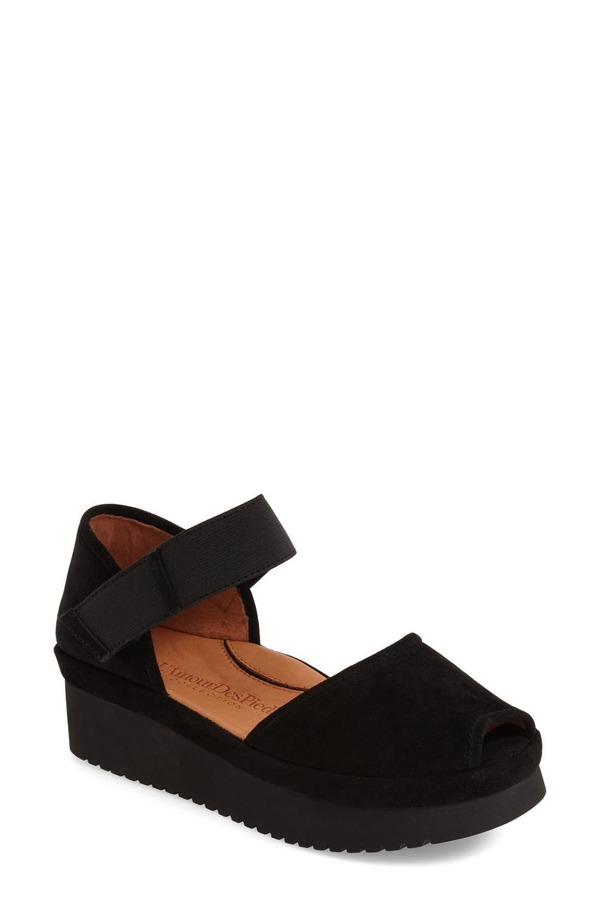 ラモールドピード レディース シューズ 踵 プラットホーム サンダル L\u0027Amour des Pieds Amadour Platform Sandal Black Suede Leather 黒いこと