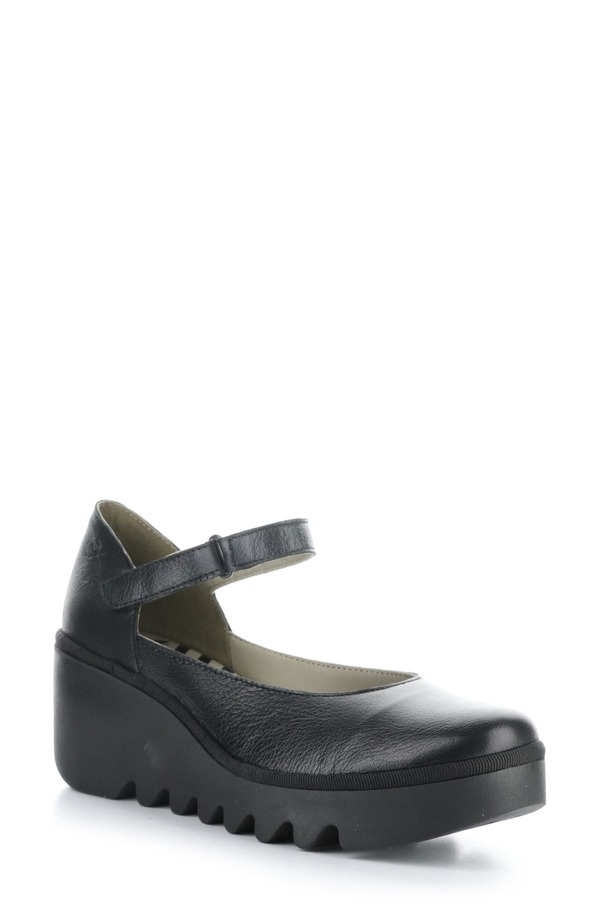 飛球英国の首都 レディース シューズ 踵 プラットホーム Fly London Bawo Platform Wedge Pump 001 Black Mousse 黒いこと