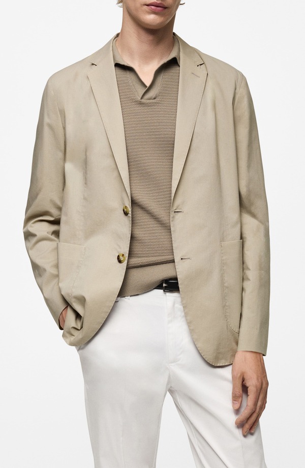 マンゴ メンズ アウター ジャケット・ブルゾン コットン コート MANGO Lightweight Cotton Sport Coat Beige ベージュ