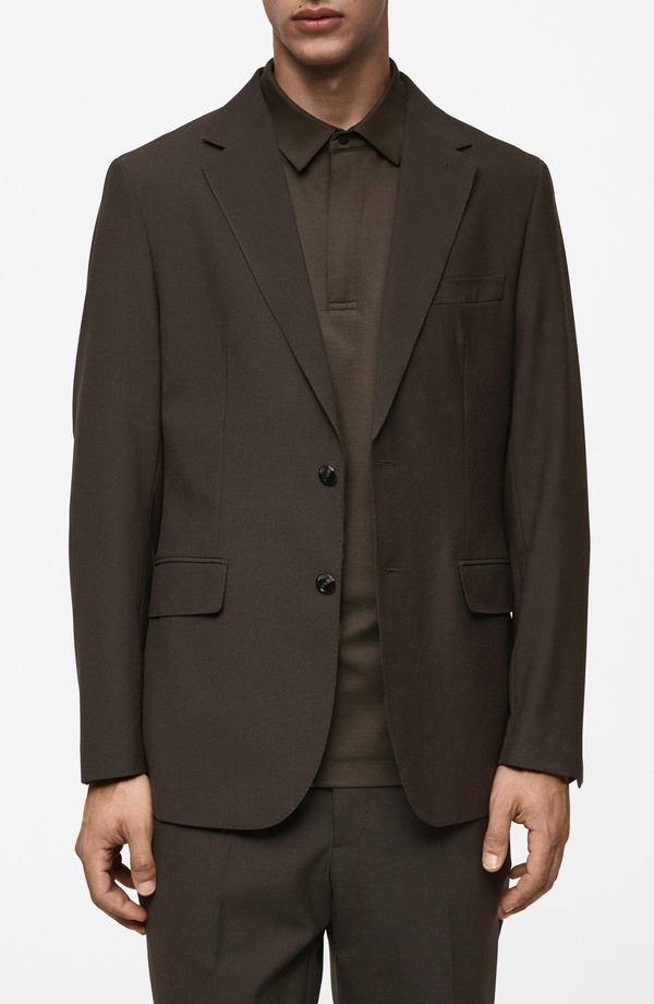 マンゴ メンズ アウター 上衣・上衣 か細い填まる 羊毛 厚地の外套 MANGO Slim Fit Wool Blend Sport Coat Brown 赤銅色