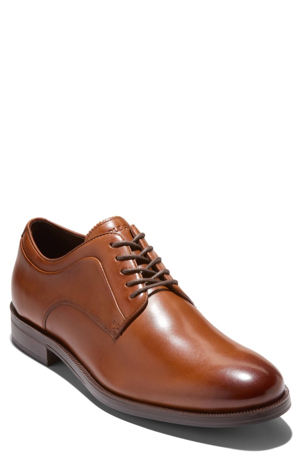 電話を掛けるハーン メンズ シューズ オックスフォード 競り合い なめし革 Cole Haan Dean Plain Toe Leather Derby British Tan Black 黒いこと