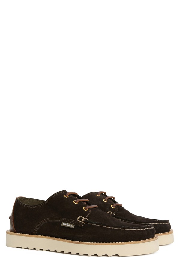 バブアー メンズ シューズ オックスフォード 競り合い Barbour Aydon Derby Dark Brown Suede 赤銅色