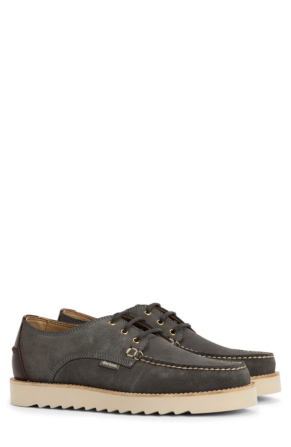 バブアー メンズ シューズ オックスフォード 競り合い Barbour Aydon Derby Slate Grey Suede スレート