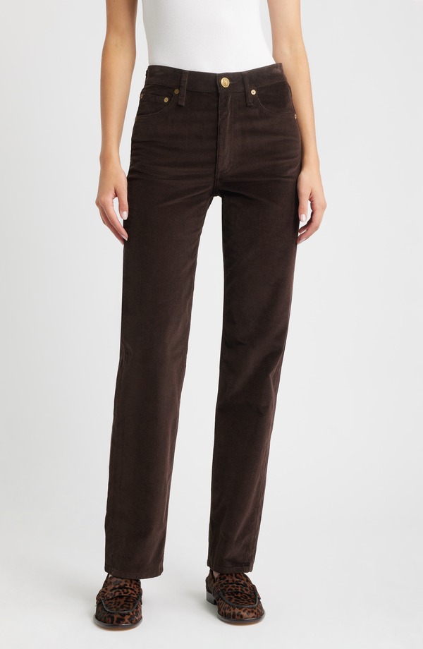 ラグアンドボーン レディース ボトムス レギンストレート コール天 ズボン下 rag \u0026 bone Harlow Corduroy Straight Leg Pants Dbrwn