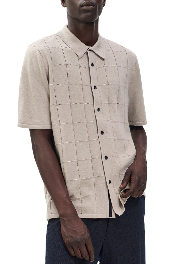 ラグアンドボーン メンズ トップス シャツ ウール ニット rag & bone Dalton Wool Blend Short Sleeve Knit Button-Up Shirtan タン 43,420円