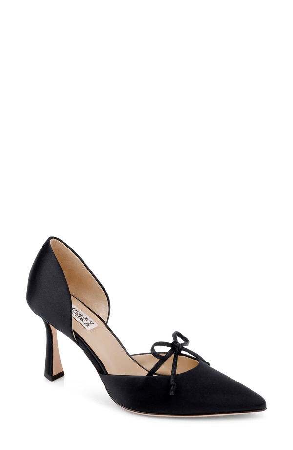 バッジェリーミシュカ レディース シューズ 踵 BADGLEY MISCHKA Olympic d\u0027Orsay Pump Black Satin 黒いこと