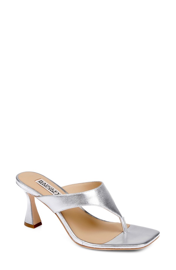 バッドグレイミッシカ レディース シューズ 踵 Badgley Mischka Collection Whitley Flip Flop Silver Metallic しろがね色