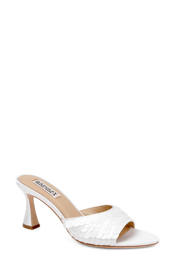 バッドグレイミッシカ レディース シューズ 踵 サンダル Badgley Mischka Collection Winika Slide Sandal White Satin 白いこと
