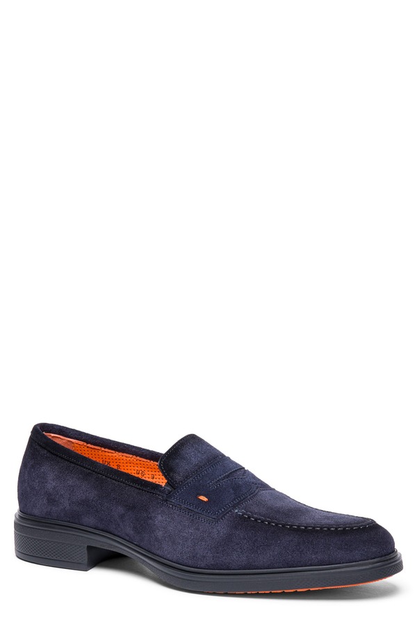 サントーニ メンズ シューズ スリッポン・ローファー Santoni Easy Penny Loafer Blue 青色
