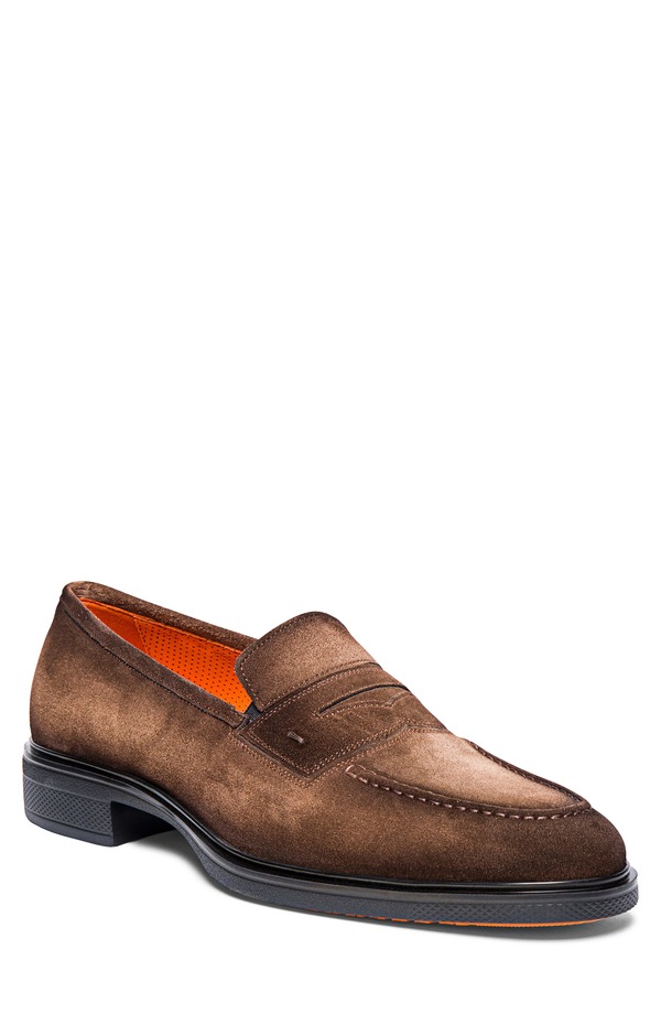 サントーニ メンズ シューズ スリッポン・ローファー Santoni Easy Penny Loafer Brown-S50 赤銅色