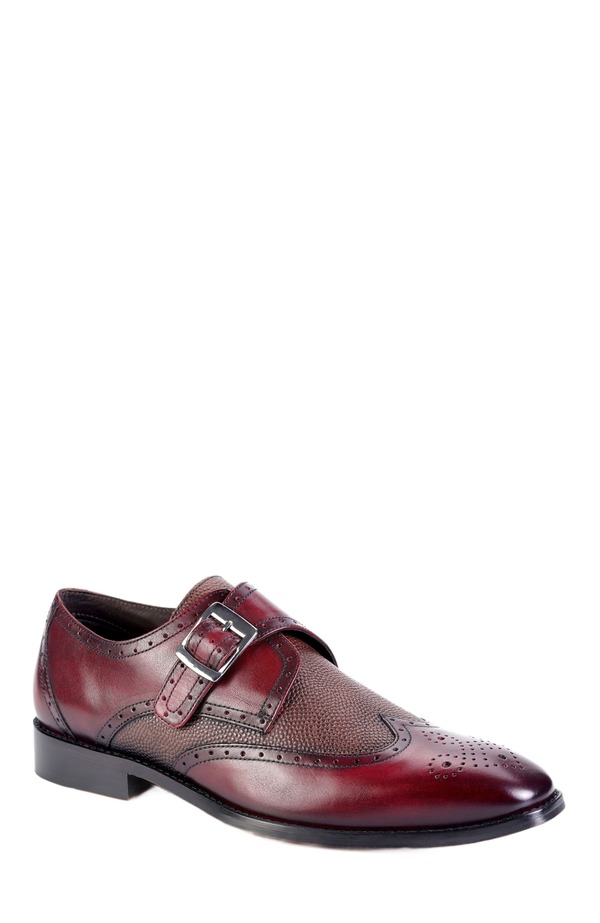アンソニー ヴィア メンズ シューズ モンク Anthony Veer Delanone Single Monk Burnished Oxblood オックスブラッド