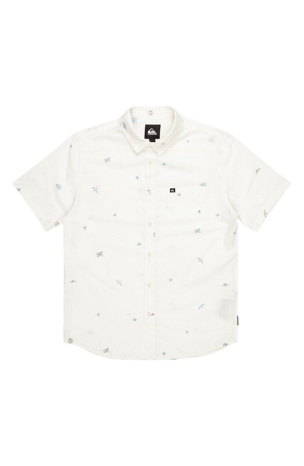 クイックしろがね色 メンズ トップス プルオーバー 綿織物 Quiksilver Apero Tropic Short Sleeve Cotton Button-Up Shirt Marshmellow Prnt 4
