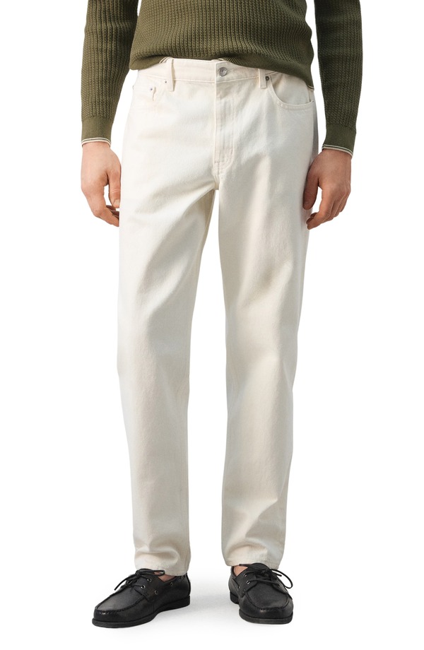 マンゴ メンズ ボトムス ジーンズズボン下 レギュラー相応う デニム MANGO Bob Regular Fit Jeans Off White 象牙色 ズボン・パンツ-メンズファッション