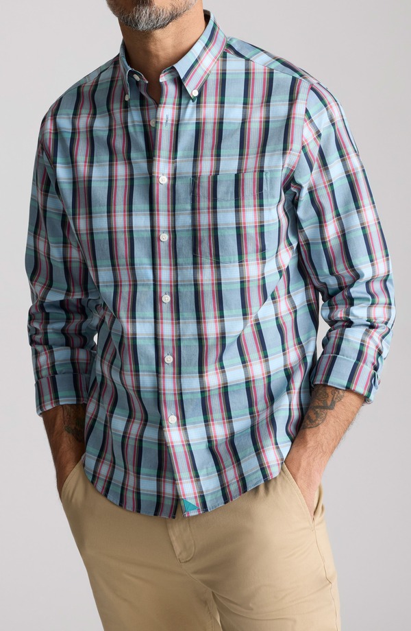 アンタックイット メンズ トップス プルオーバー 綿織物 落ちこむ UNTUCKit Plaid Wrinkle Free Cotton Button-Down Shirt Blue 青色