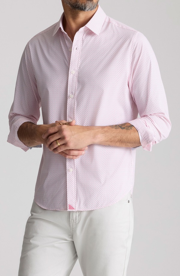 アンタックイット メンズ トップス プルオーバー 刷り上げる UNTUCKit Fairfax Microprint Performance Button-Up Shirt New Pink サクラ色