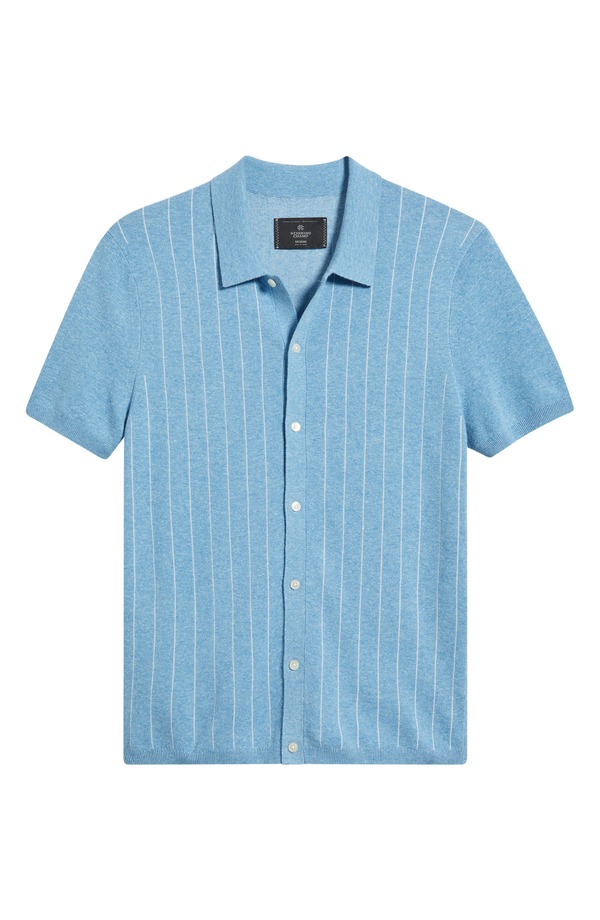 レイニングチャンプ メンズ トップス シャツ コットン リネン Reigning Champiazza Stripe Cotton & Linen Blend Button-Up Shirt Gulf-Ivory アイボリー|ReVida 店