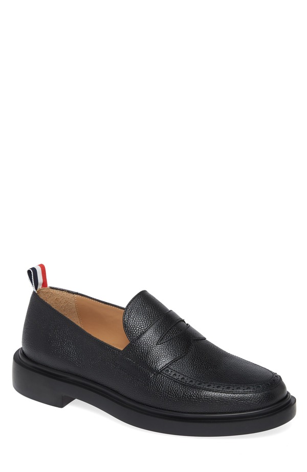 トム赤銅色 メンズ シューズ スリッポン・ローファー Thom Browne Penny Loafer Black 黒いこと