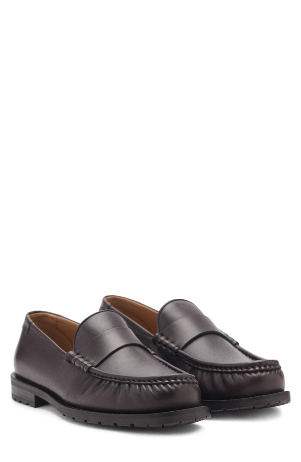 マンゴ メンズ シューズ スリッポン・ローファー なめし革 MANGO Leather Loafer Brown 赤銅色