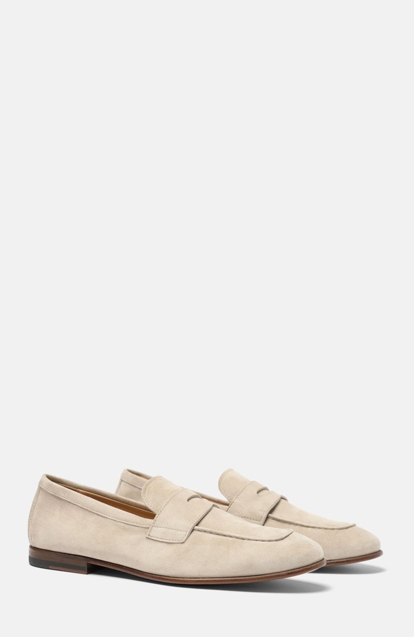 スカロッソ メンズ シューズ スリッポン・ローファー SCAROSSO Gregory Loafers Cream - Suede 皮膚軟化剤