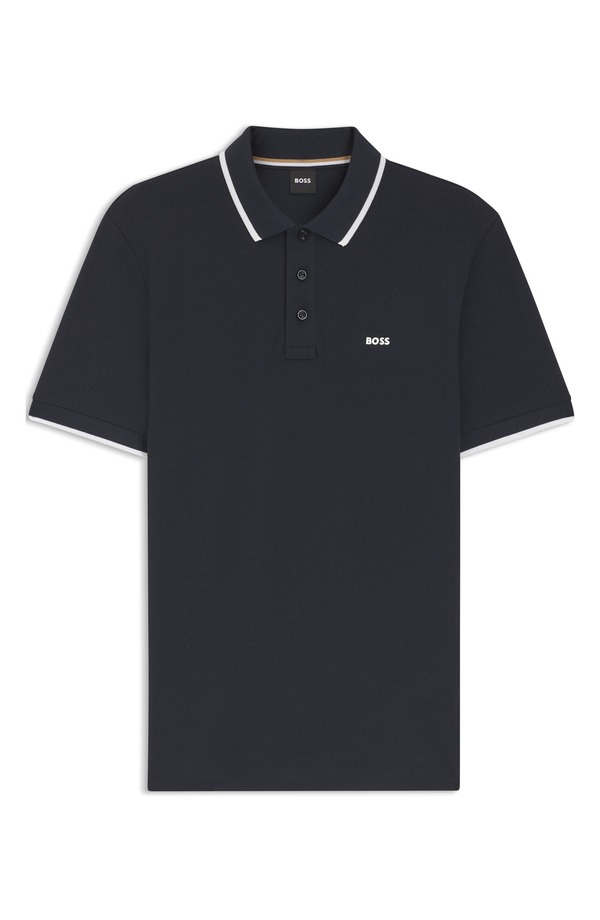 元締め メンズ トップス スポーツシャツ 綿織物 BOSS Parlay Tipped Cotton Polo Dk Bu
