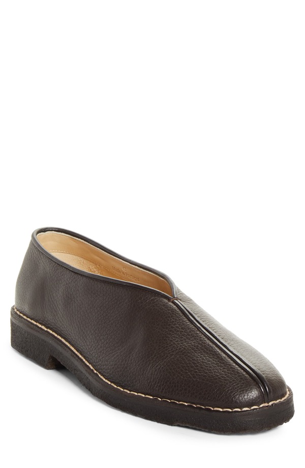 ルメール メンズ シューズ スリッポン・ローファー 縮緬 Lemaire Piped Crepe Slipper Loafer Dark Brown 赤銅色