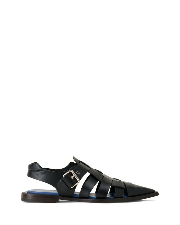 ランバン メンズ シューズ サンダル なめし革 Lanvin Pointed-Toe Leather Sandals Black 黒いこと