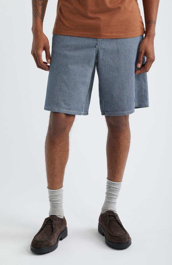レ ドゥ メンズ ボトムス ジーンズズボン下 遊撃手ズボン下 Les Deux Ryder Stripe Denim Shorts Dark Navy 米国海軍