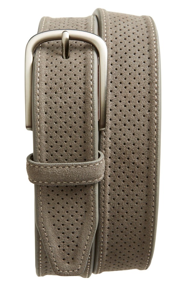 ジョンストンアンドマーフィー メンズ 付属品 胴締め スエードクロス Johnston \u0026 Murphy Perforated Suede Belt Gray Suede Leather 薄墨色