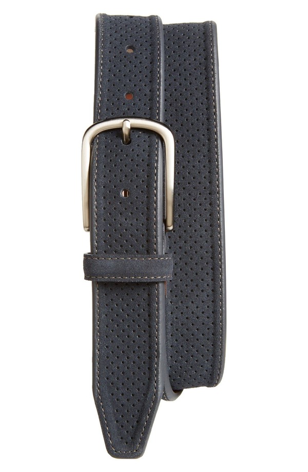 ジョンストンアンドマーフィー メンズ 付属品 胴締め スエードクロス Johnston \u0026 Murphy Perforated Suede Belt Navy 米国海軍
